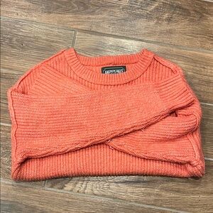 American Eagle Outfitters Coral Crewneck Sweater with Ribbed Texture